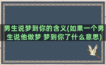 男生说梦到你的含义(如果一个男生说他做梦 梦到你了什么意思)